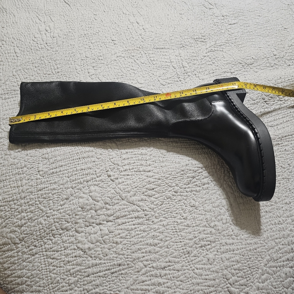 Prada Stretch Leather Tall Black Boots Size 37 - Picture 13 of 16